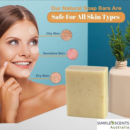 Almond Scented Natural Soap Bars (5 Bars), 3.5oz Moisturizing French Triple Milled Soap Bars Enriched with Shea Butter - Pure Plant Oil Bath & Body