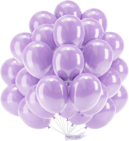 PartyWoo 50pcs Pearl Light Purple Balloons, 12inch, Latex, for Balloon Garland, Birthday, Wedding Decorations
