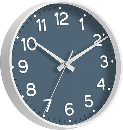 Wall Clock, Silent Wall Clocks Battery Operated 8 Inch-Modern Non Ticking Analog Clock Decorative for Kitchen Office Bathroom Bedroom(Azure Blue)