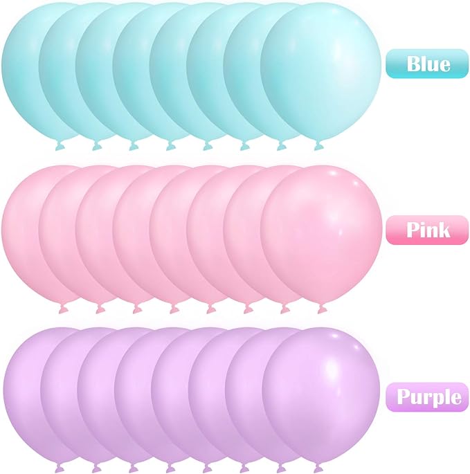 TecUnite 100 Pcs Pink Purple Blue Latex Balloons 13 Inch Colorful Round Balloons for Wedding Birthday Festival Racing Car Poker Card Party Decoration