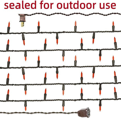 Brown Wire,Orange,Incandescent Bulb 100 Mini String Lights for Indoor Halloween Tree Home Party Festival Decoration