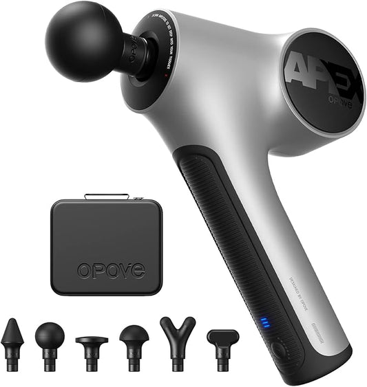 opove Apex Massage Gun Deep Tissue 14.5mm Percussion Fascia Muscle Massage for Athletes Workout Pain Relief Recovery Relaxation, Professional Therapist Choice, Ergonomic for Effortless to Use, Silver