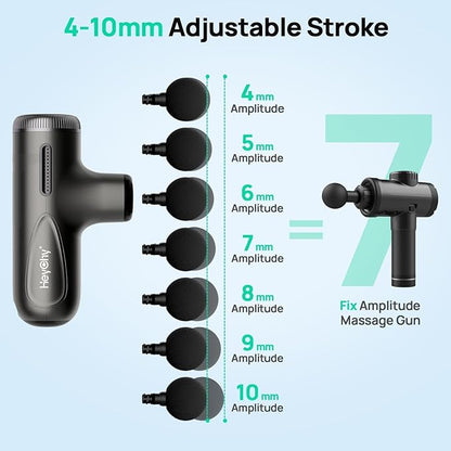 Super Mini Massage Gun Deep Tissue with 4-10mm Adjustable Amplitude, Portable Handheld Electric Back Massager for Neck Shoulder Pain Relief, Quiet for Home Gym, Gifts for Men & Women, Dark Gray