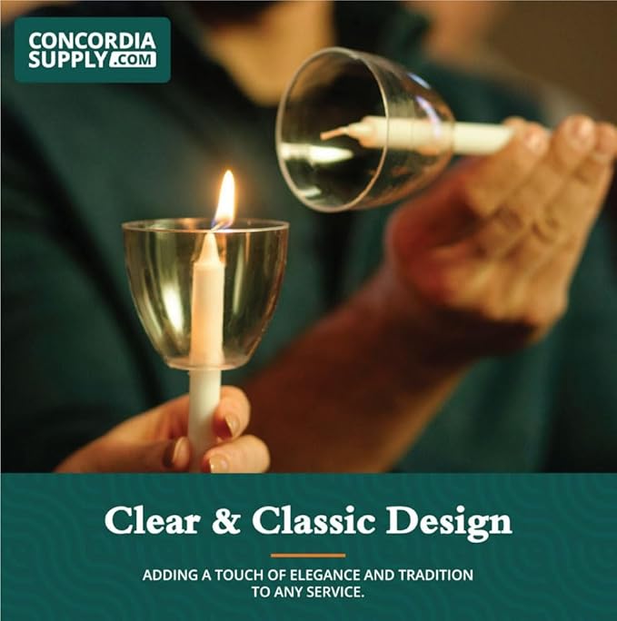 Concordia Supply Clear Shield Candle Drip Protectors - (Pack of 250) Wax Catcher for Candlesticks, Convenient for Church Vigils, Memorial, Congregational Candles, & Christmas Eve Candles