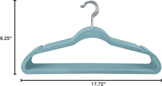 Simplify 10 Super Slim Velvet Huggable Hangers in Dusty Blue