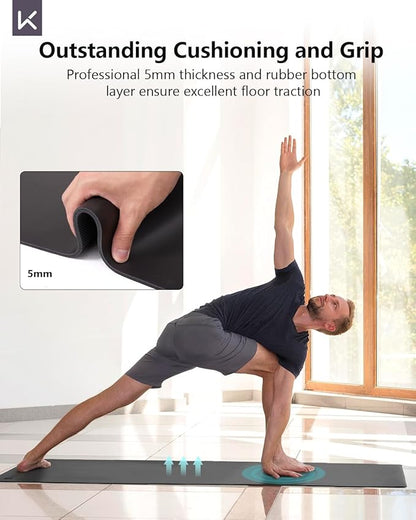 KEEP Professional Yoga Mat for Women and Men, 5mm Non-Slip Natural Rubber for Superior Grip, Eco-Friendly, Premium 74"x26" Exercise Mat for Pilates, and Fitness Workouts