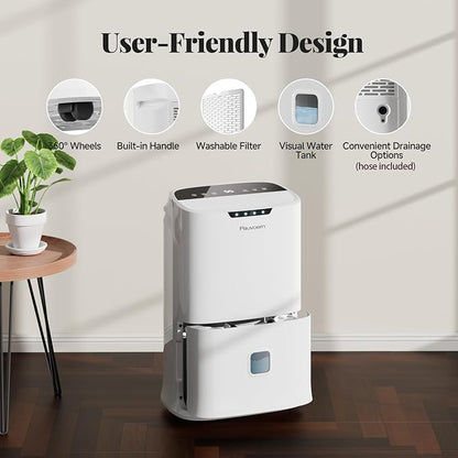 5000 Sq.Ft Energy Star 2024 Dehumidifier, Max 90 Pint Smart Wifi Humidity Control Dehumidifier for Home, Basement, Large Rooms, 1.45 Gallon, 3 Modes, Auto Defrost, 24H Timer, Child Lock