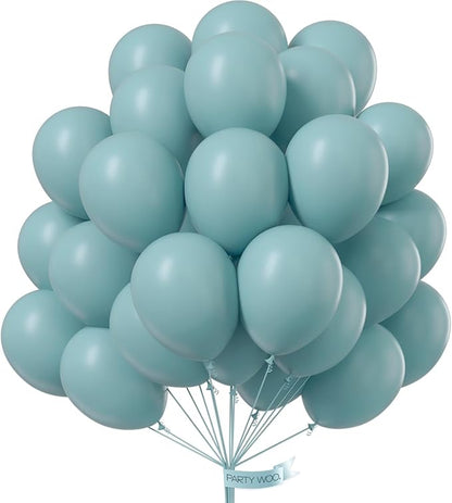 PartyWoo Dusty Blue Balloons 50 pcs 12 Inch Light Blue Aqua Latex Helium Balloons for Graduation Wedding Baby Shower Gender Reveal Anniversary Graduation Birthday Party Decorations Blue-F28