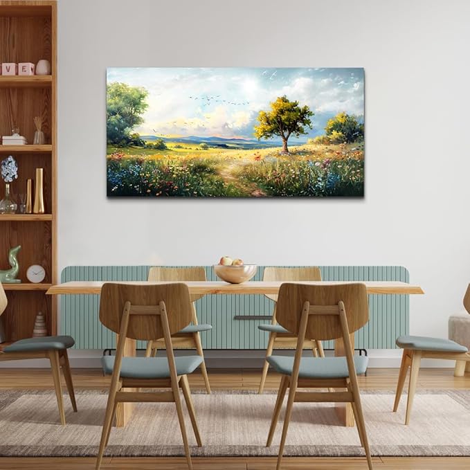 Wapluam Canvas Wall Art For Bedroom Wall Decor For Living Room Modern Office Decorations Pastoral Wall Paintings Scenery Abstract Watercolour Farmhouse Pictures Canvas Artwork Room Home Decor Mural