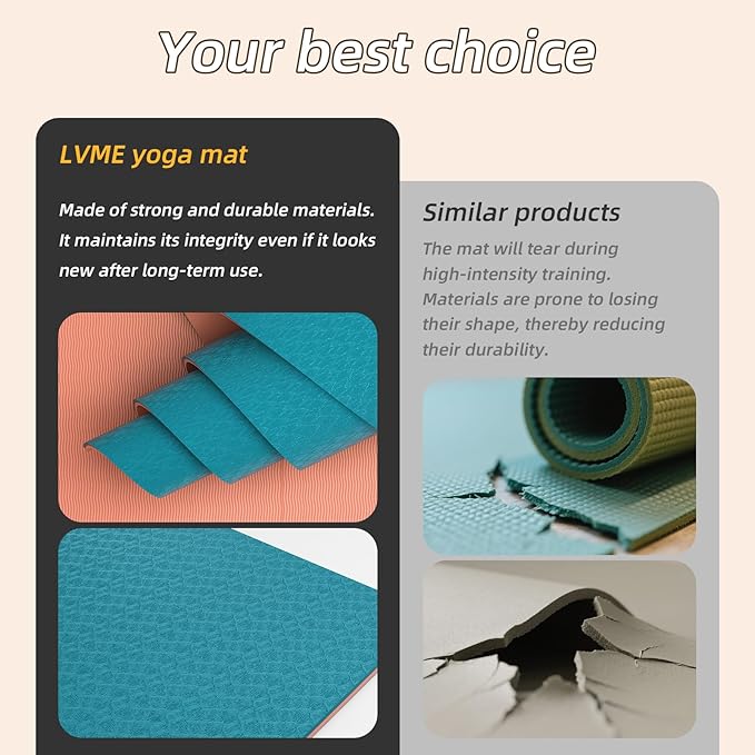 Yoga Mat Non Slip, Anti-Tear 1/4 Thick TPE Yoga Mats for Women and Men, a stylish and practical dual-tone yoga mat.72"x24" Exercise & Fitness Mat with Carrying Strap, Workout Mats for Yoga, Pilates and Floor Exercise