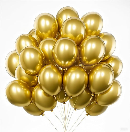 Metallic Gold Balloons 100 Pack, 12 Inch Chrome Latex Helium Garland for Elegant Birthday Wedding Baby Shower Arch Party Decorations