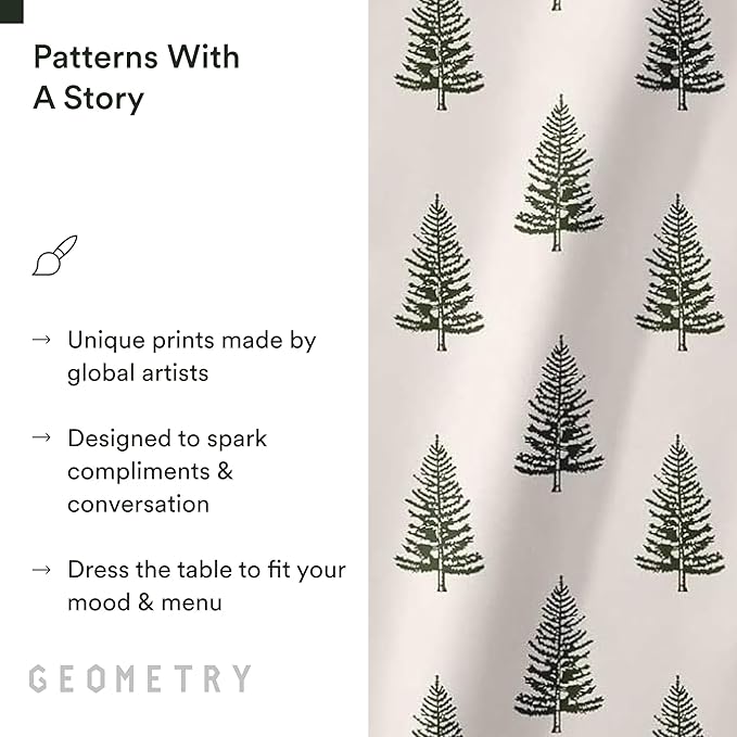 GEOMETRY Christmas Dinner Napkins - Premium Cloth Napkins - Quick Dry & Super Absorbent Table Napkins - Premium Geosuede Linen Napkins - Pine 19" x 19" - 6 Pieces