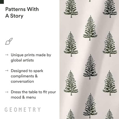 GEOMETRY Christmas Dinner Napkins - Premium Cloth Napkins - Quick Dry & Super Absorbent Table Napkins - Premium Geosuede Linen Napkins - Pine 19" x 19" - 6 Pieces