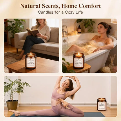 6-Pack Scented Soy Candle Set – Lavender Vanilla, Eucalyptus, Sandalwood, Jasmine & White Tea, Coconut, Sage | Natural Long Lasting Aromatherapy Candles for Home, Relaxation & Birthday Gifts