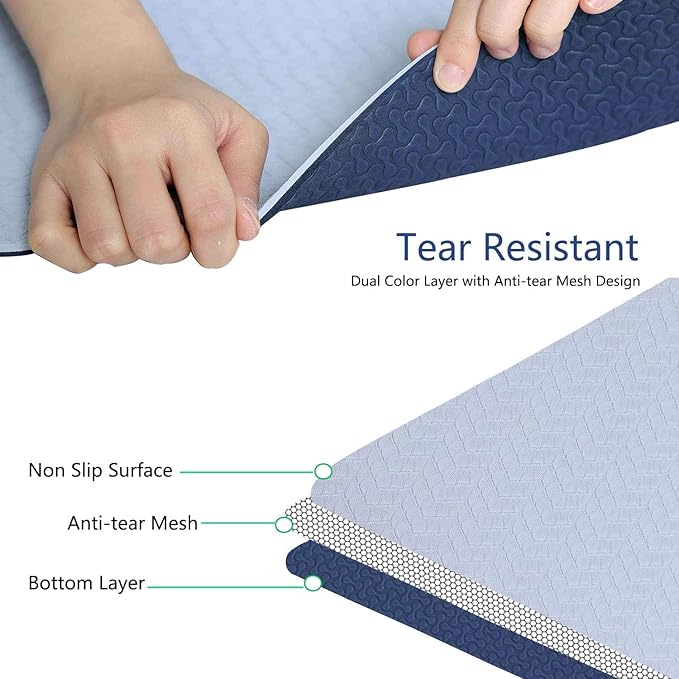 IUGA Yoga Mat Thick Non Slip Anti-tear Pilates Mat Eco Friendly Hot Yoga Mats for Workout & Exercise(72"x 24"x 6mm)