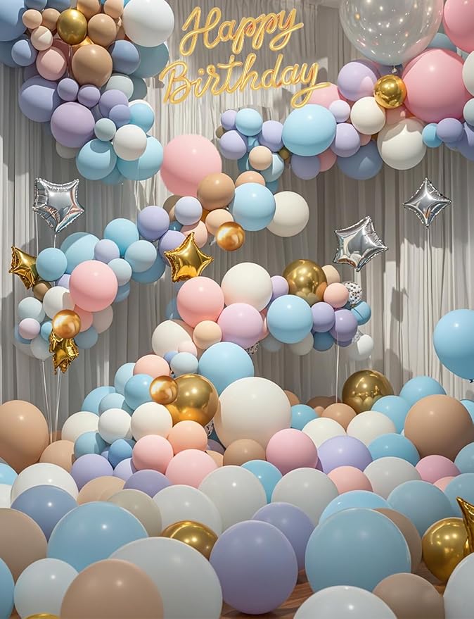 Pastel Macaron Balloons 100 Pack, 12 Inch Latex Helium Rainbow Balloons Garland with Assorted Colors for Birthdays Weddings Baby Showers Graduation Arch Party Decorations