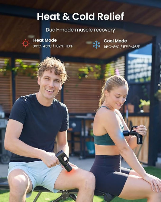RENPHO Active Mini Thermacool Massage Gun with Heat and Cold, Valentine's Day Gifts, Percussion Deep Tissue Back Massager Ergonomic Design 5 Speeds for Muscle Therapy, FSA Eligible, Travel Case HSA