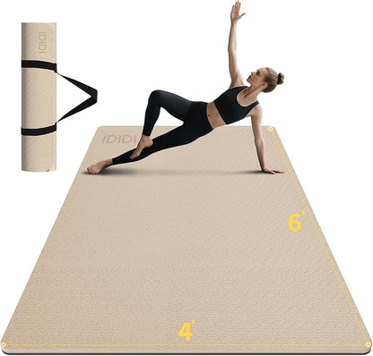 8mm Large Yoga Mat (6'x 4') - Extra Long and Wide 72 x 48 x 0.32 inches, Non-Slip POE Fitness Mat, Eco-Friendly, Thick Wide Exercise Mat for Home Workouts,Ideal for Yoga and Pilates.