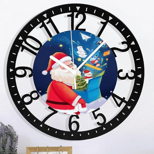 Wall Clock 10 Inch Silent Non-Ticking Modern Clocks Battery Operated - Analog Small Classic for Office, Home, Living Room,Bathroom, Kitchen, Bedroom, School,Snowman Clock