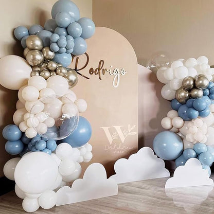 Blue Balloons - 12 Inch, 100 Pack Muted Dusty Blue Latex Balloons for Birthday, Boho Baby Shower, Bachelorette Party Decorations