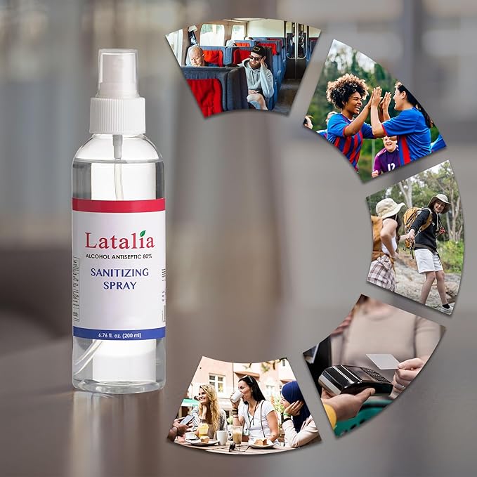 Latalia Unscented Hand Sanitizer Spray Refill Pack of 6 | 6.67 Fl oz with 80% Alcohol Bulk Hand Sanitizer Travel Size | Hand Sanitizing Spray For Quick Dry Hand