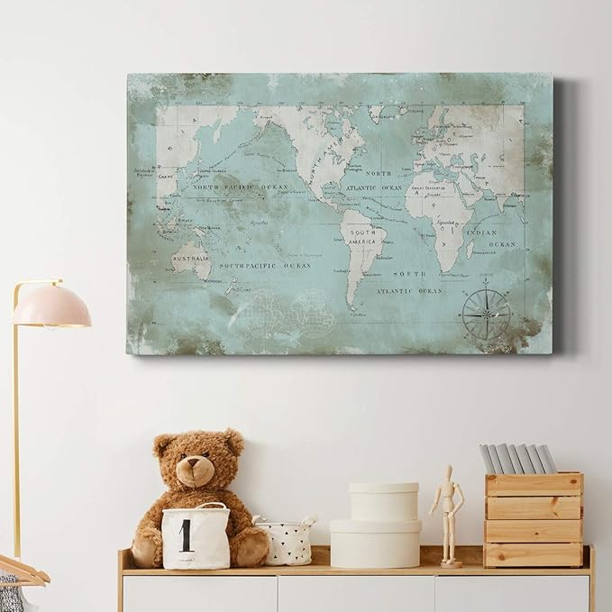 Wexford Home Home Decor Landscape Canvas Wall Art Abstract Floral Painting Modern Pictures Artwork Decoration for Living Room Kitchen Bathroom Office, Ready to Hang, Ocean Blue, 24x36