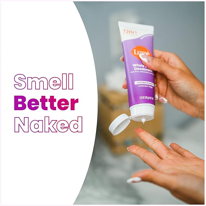 Lume Whole Body Deodorant - Invisible Cream Tube - 72 Hour Odor Control - Aluminum Free, Baking Soda Free, Skin Safe - 3.0 ounce (Lavender Sage)
