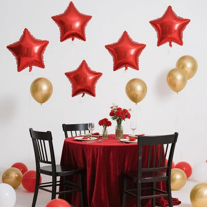 Red Star Balloons Foil Mylar Balloon Set Helium Metallic 12pcs 18 Inch Red Birthday Decorations Room Decor Graduation Decorations 2025 Party Decoration Baby Shower Anniversary Wedding