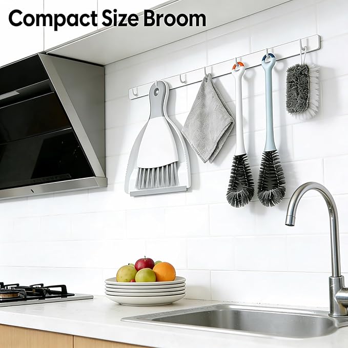 Mini Dustpan and Brush Set, Small Broom and Dustpan Set Dust Pan and Portable Hand Broom Dustpan and Broom Combo Compact for Desk, Table, Home, Kitchen Necessities