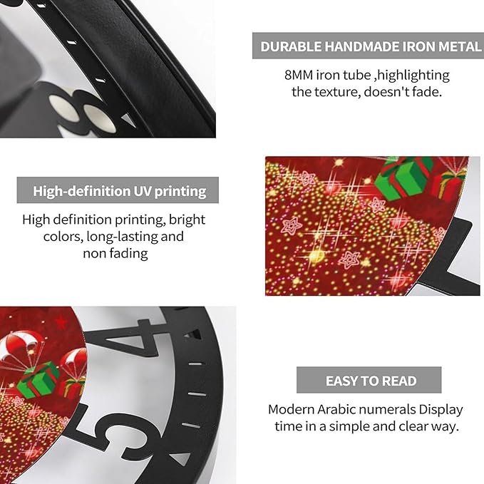 Wall Clock 10 Inch Silent Non-Ticking Modern Clocks Battery Operated - Analog Small Classic for Office, Home, Living Room,Bathroom, Kitchen, Bedroom, School,Snowman Clock