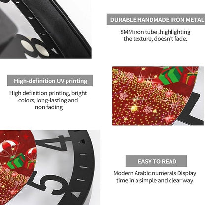 Wall Clock 10 Inch Silent Non-Ticking Modern Clocks Battery Operated - Analog Small Classic for Office, Home, Living Room,Bathroom, Kitchen, Bedroom, School,Snowman Clock