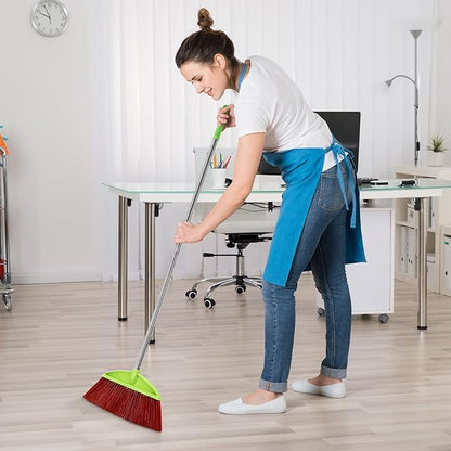 Lasnten 8 Pack Indoor Broom for Floor Cleaning Commercial Set with 49" Stainless Steel Detachable Handle Indoor and Outdoor Floor Brooms for Home, Garage, Kitchen, Office, Patio(Green,49x13.6 Inches)