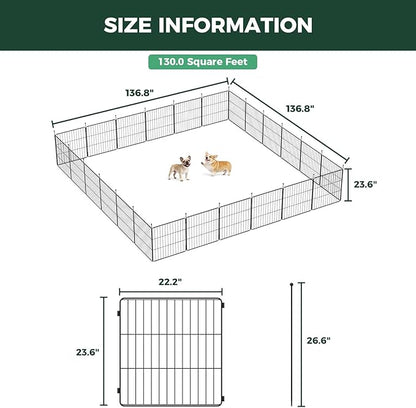 FXW MiniPaws Unleashed Dog Playpen for Yard & RV Camping, Expandable 24-inch 24 Panels for Puppies and Small Dogs, Portable for Indoor and Outdoor Use