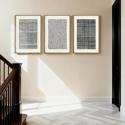 BINCUE Abstract Line Wall Art Set of 3 Modern Neutral Black Wall Decor Geometric Minimalist Artwork for Living Room Bedroom Office Bathroom 24"x36" Gift