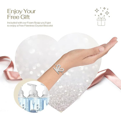 Foaming Hand Soap - Pack of 3 - Moisturizing Hand Soap with Aloe Vera & Essential Oils-Alcohol-Free Hand Wash in Ocean Bliss Fragrance-Scented Hand Wash for Kitchen or Bathroom-Free Swarovski Bracelet
