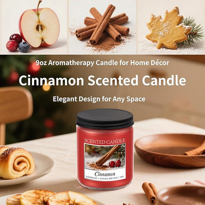 Homsolver Cozy Cinnamon Candle Scented Strong, Christmas Candles Cinnamon Stick Apple Scented with 50+ Hours of Burn Time, Fall & Winter Christmas Candles Gifts & Hoilday Home Décor