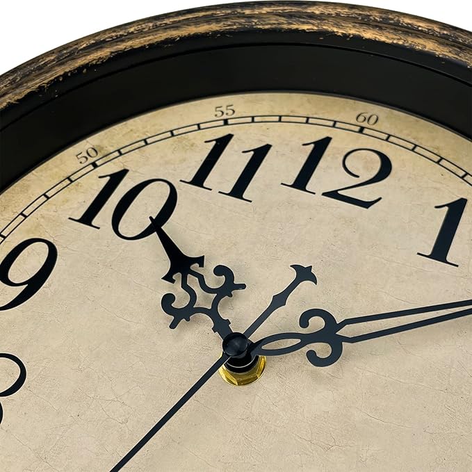 Plumeet Extra Large Retro Wall Clock, 16'' Non Ticking Classic Silent Vintage Wall Clocks Decorative Kitchen Living Room Bedroom - Battery Operated