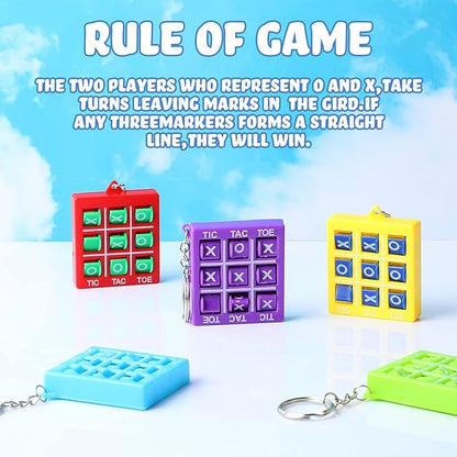Honoson 64 Pcs Tic Tac Toe Game Keychain Party Favors Birthday Goodie Bags Valentines Stocking Stuffers Plastic Keyholders Mini Backpack for Teens Student Classroom Exchange Prizes Valentines Day Gift