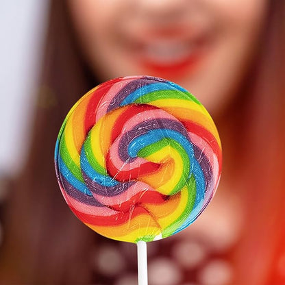 288 Large Rainbow Lollipop Bulk, |144 Rainbow Large Swirl Suckers 3" and 144 Twisty Lollipops 3" ●NEW IMPROVED UNBREAKABLE PACKAGING ● Great Holiday Party Favors, Open House Giveaways (288)