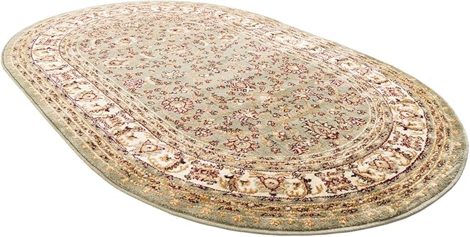 Rugs.com Aditi Collection Rug – 4x6 Oval Green Medium-Pile Rug Perfect for Living Rooms, Large Dining Rooms, Open Floorplans
