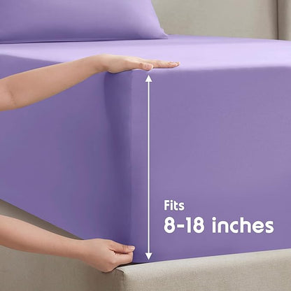 Nestl King Sheet Set - Luxury 1800 Ultra-Soft Microfiber King Bed Sheets - Double Brushed - Deep Pockets - Easy Fit - 4 Piece Set - Bedding Sheets & Pillowcases (King, Lavender)