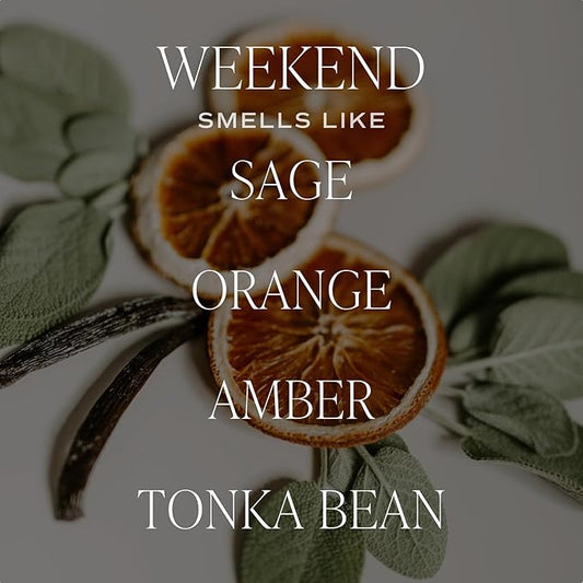 Sweet Water Decor Weekend Scented Soy Candles – Citrus, Grapefruit, Sage, Lavender, Amber – Cozy and Fresh Aroma – 50 Hour Burn – 12oz Tinted Glass Jar for Home Decor and Bedroom Decor