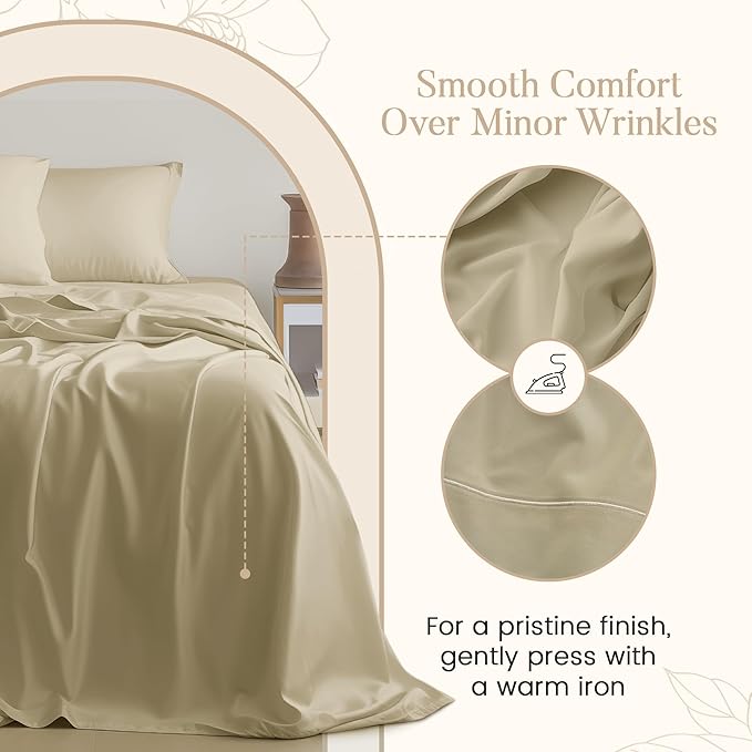 100% Egyptian Cotton Bed Sheets, Certified 800 Thread Count Deep Pocket Full Sheets, Elasticated Sheet & Pillowcase Sets, Soft & Comfy Naturally Cool Luxury Bedding, Fits up to 17" - Linen