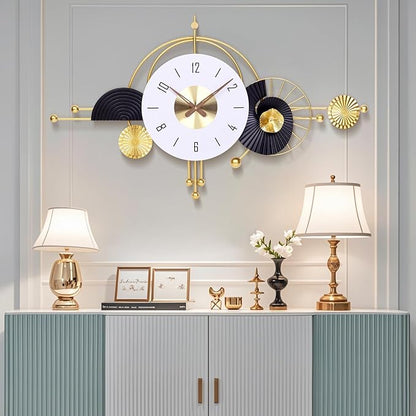 38x22 Inch Modern Metal Wall Clock Battery Operated, Contemporary Silent Non-Ticking Analog Clock for Home Decor, Living Room, Bedroom, Office, Kitchen, Entryway
