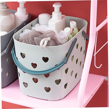 Heart Shaped Hollow Plastic Shower Caddy, Large Capacity Bathroom Organizer with Handle for Dorm & Home