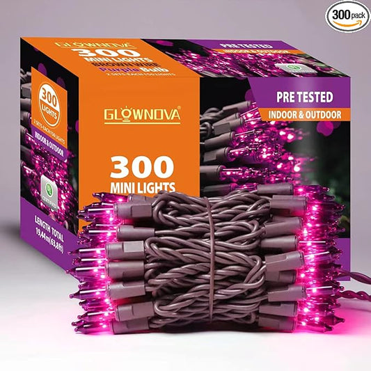 Brown Wire, Purple Incandescent Bulb 300(150L*2pcs) Mini String Lights for Indoor Halloween Tree Home Party Festival Decoration