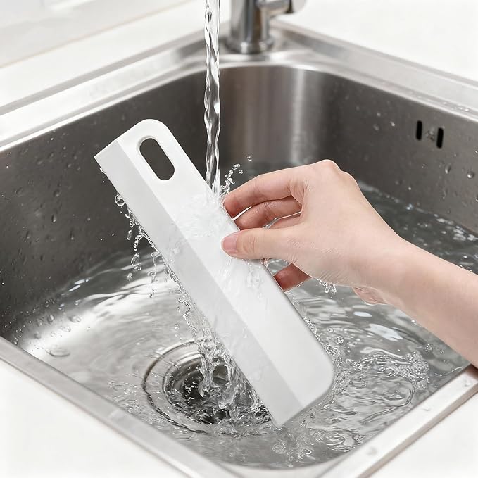 8.6" Kitchen Countertop Squeegee for Shower Small Silicone Squeegee for Glass Doors Window Cleaning Scraper for Mirror Sink Counter Bathroom, White Grey