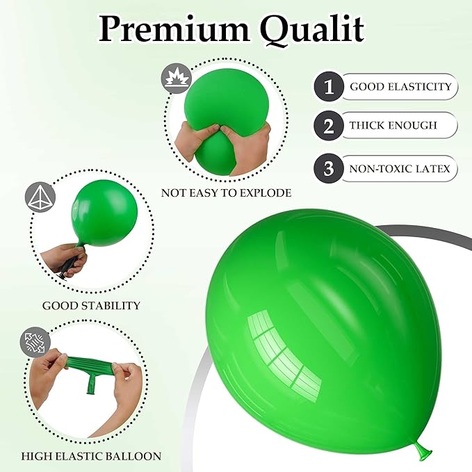 130PCS Green Balloons, Latex Balloons Different Sizes 18/12/10/5 Inch, Helium Balloons with Ribbon, Party Balloon Set for Birthday Wedding Graduation Anniversary Baby Shower Decorations.