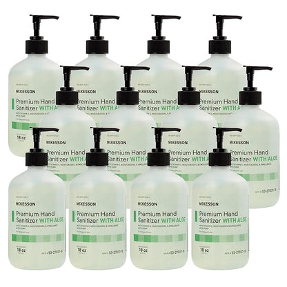 McKesson Hand Sanitizer with Aloe, 18 oz Pump Bottle [Pack of 12] Bulk, 70% Ethyl Alcohol, Spring Water Scent, No-Rinse Gel with Vitamin E and Moisturizers, Medical-Grade Sanitizer