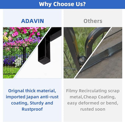 ADAVIN Tall Garden Fence Animal Barrier, 54 in(H) Dog Fence Outdoor for Yard, Wide Door Low Threshold 8 Panels Total 17.7 Ft(L) Dog Fencing,Temporary Fences for Medium/Large Pets（No Gate）